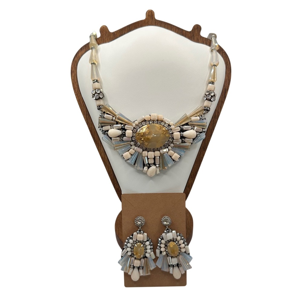 Vtg RUSH by Denis & Charles Statement Necklace Earring Set Luxe Art Deco Chunky